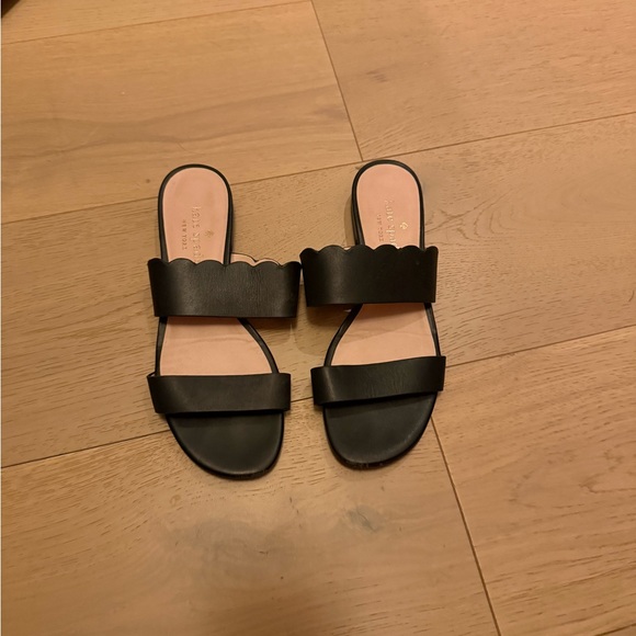 kate spade Shoes - Kate spade Black Scalloped Slide Sandals
